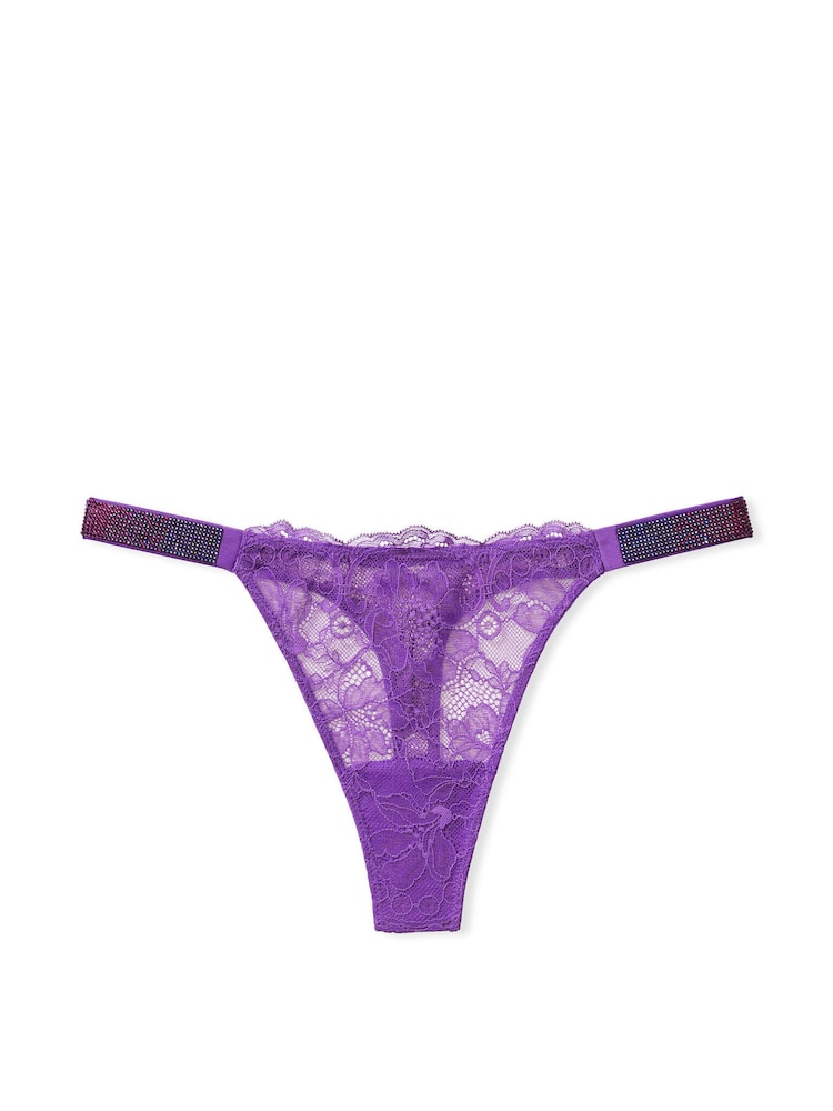 Victoria's Secret Violetta Purple Lace Thong Shine Strap Knickers - Image 1 of 1