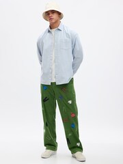 Gap Green Unisex Sean Wotherspoon Washwell Embroidered Corduroy Loose Trousers - Image 1 of 4