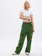 Gap Green Unisex Sean Wotherspoon Washwell Embroidered Corduroy Loose Trousers - Image 3 of 4