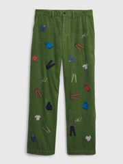 Gap Green Unisex Sean Wotherspoon Washwell Embroidered Corduroy Loose Trousers - Image 4 of 4