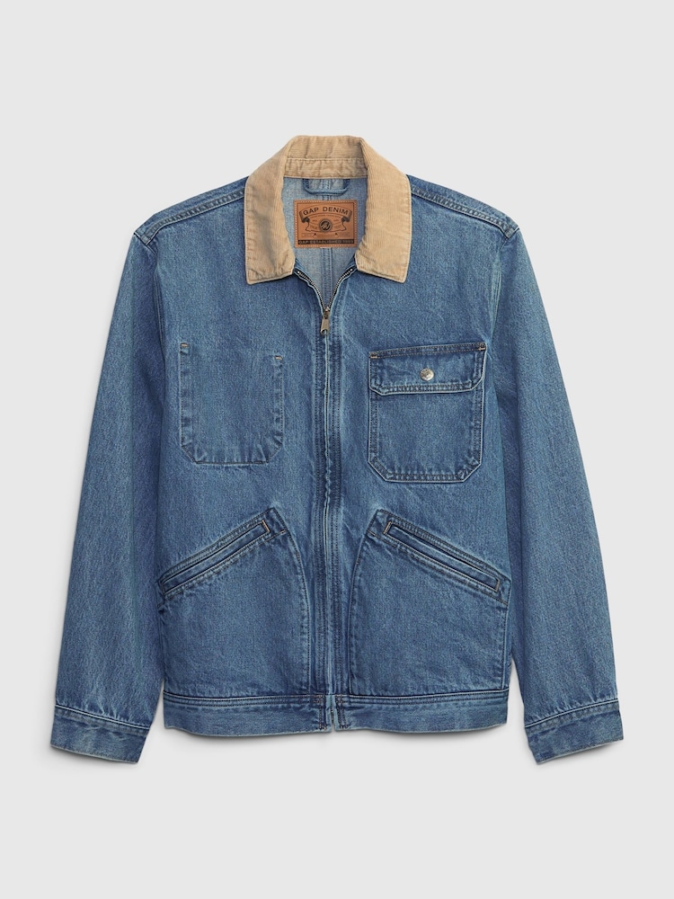 Gap Blue Unisex Sean Wotherspoon Washwell Denim Chore Jacket - Image 4 of 4