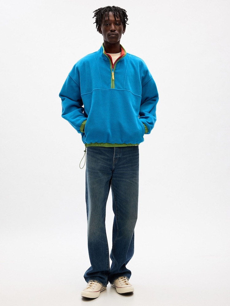 Gap Blue & Orange Unisex Sean Wotherspoon Reversible Half-Zip Fleece Pullover - Image 1 of 6