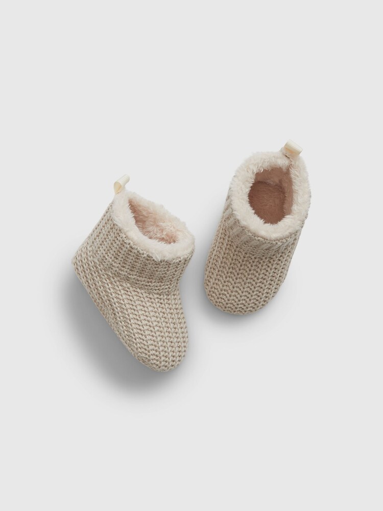 Gap Cream Sherpa-Lined Knit Booties - Image 1 of 2