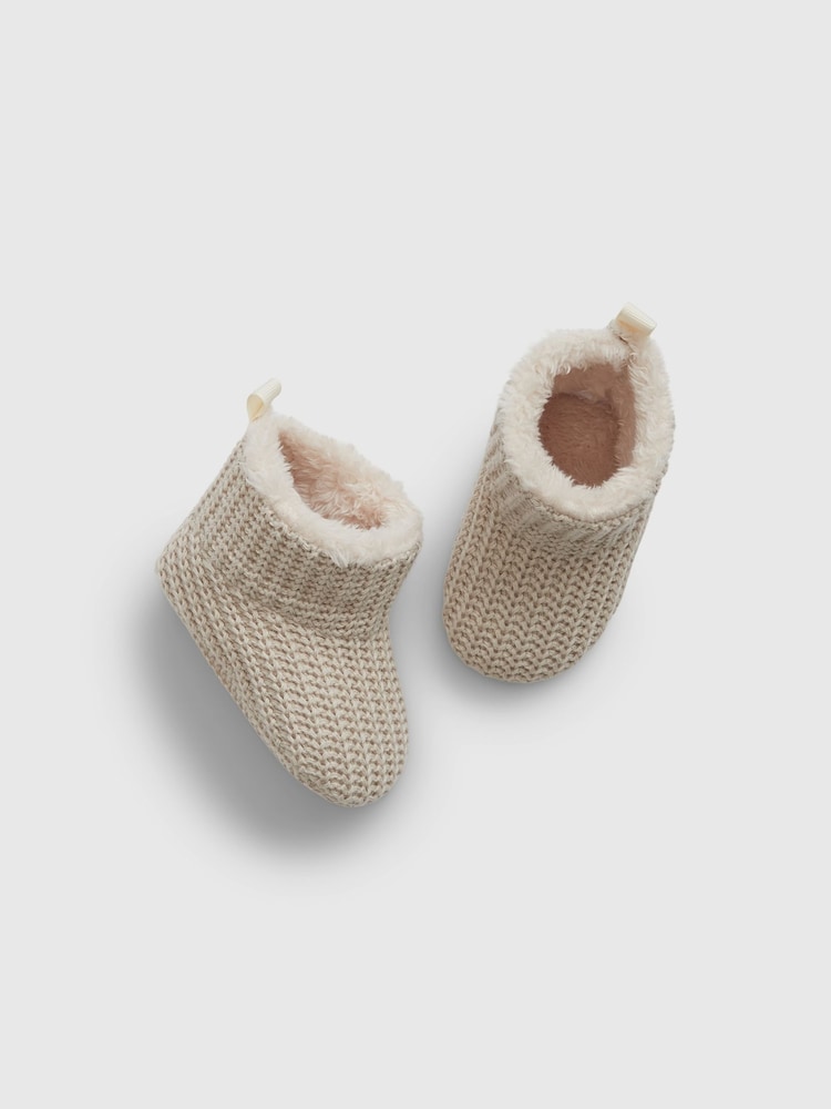 Gap Cream Sherpa-Lined Knit Booties - Image 1 of 2 Gap Cream Sherpa-Lined Knit Booties - Image 1 of 2