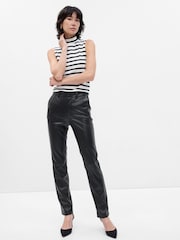 Gap Black Mid Rise Faux-Leather Trousers - Image 1 of 5