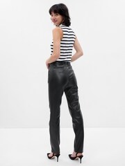 Gap Black Mid Rise Faux-Leather Trousers - Image 2 of 5