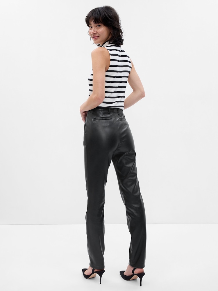 Gap Black Mid Rise Faux-Leather Trousers - Image 2 of 5