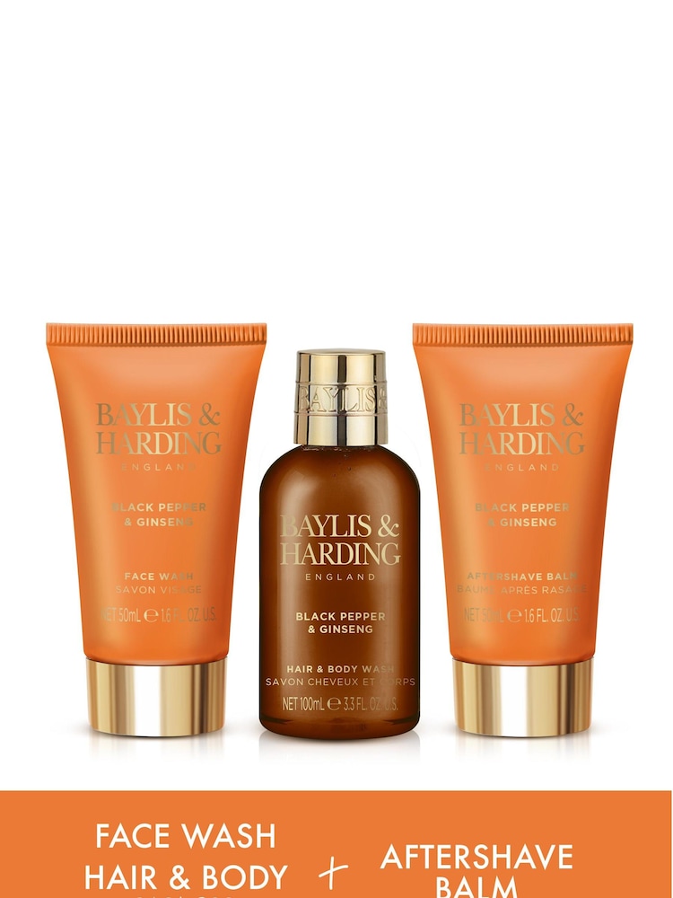 Baylis & Harding Black Pepper and Ginseng Mens Luxury Wash Bag Gift Set - Image 2 of 4