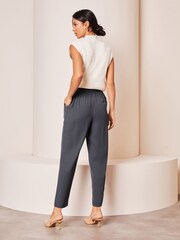 Lipsy Grey Petite Tapered Belted Smart Trousers - Image 3 of 4