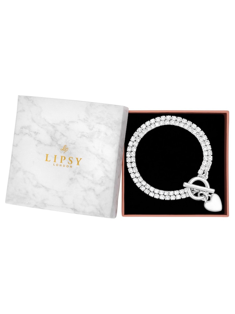 Lipsy Jewellery Silver Cupchain Heart T Bar Bracelet - Gift Boxed - Image 1 of 2
