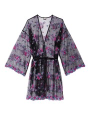 Victoria's Secret Illuminating Blooms Black Lace Trim Robe - Image 3 of 3