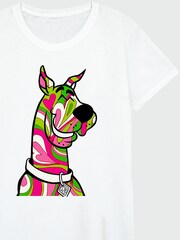 Brands In White Warner Bros 100th Celebration Scooby Doo Swirly Women White T-Shirt - Image 2 of 3