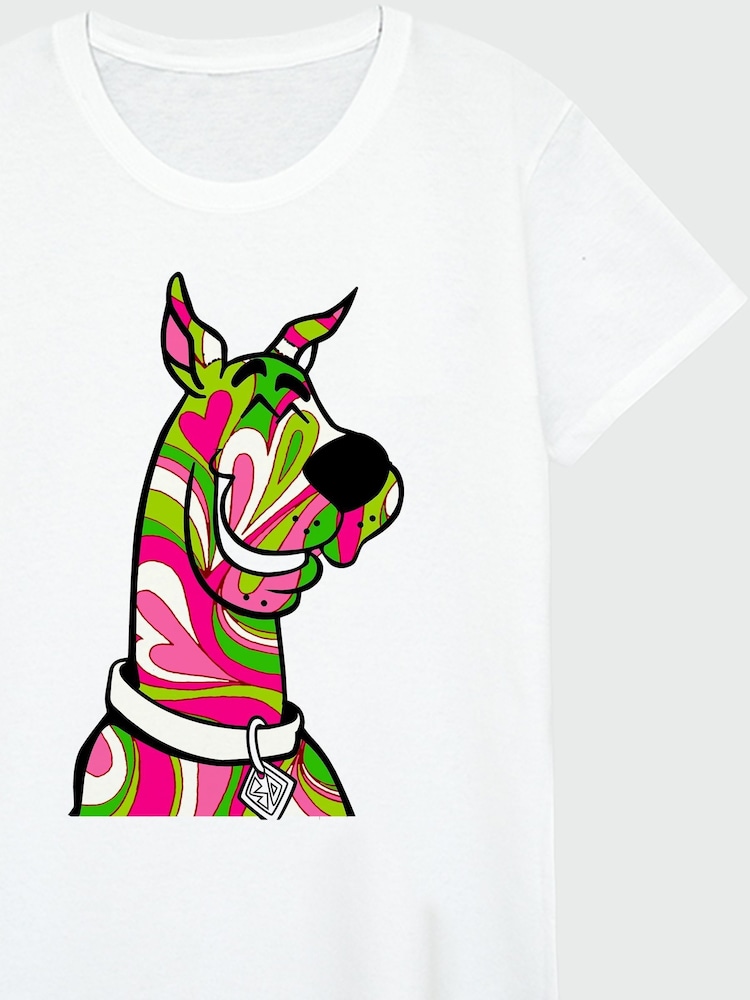 Brands In White Warner Bros 100th Celebration Scooby Doo Swirly Women White T-Shirt - Image 2 of 3