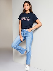 Wear it with Love Navy Blue Heart T-Shirt - Image 3 of 4