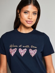 Wear it with Love Navy Blue Heart T-Shirt - Image 4 of 4