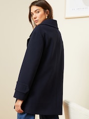 Love & Roses Navy Blue Petite Double Breasted Peacoat - Image 3 of 4