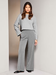 Lipsy Grey Petite Wide Leg Tailored Trousers - Image 3 of 4