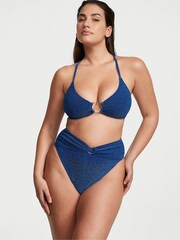Victoria's Secret Diver Blue High Waisted Shimmer Swim Bikini Bottom - Image 1 of 3