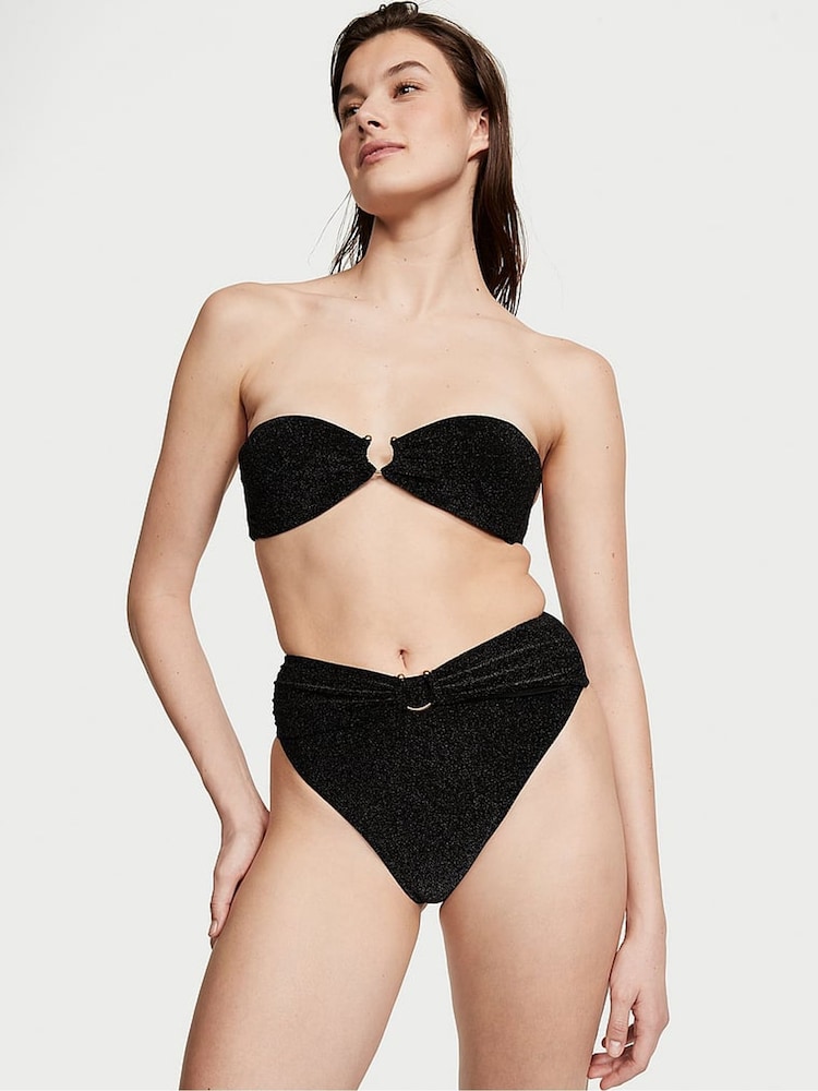 Victoria's Secret Nero Black High Waisted Shimmer Swim Bikini Bottom - Image 1 of 1