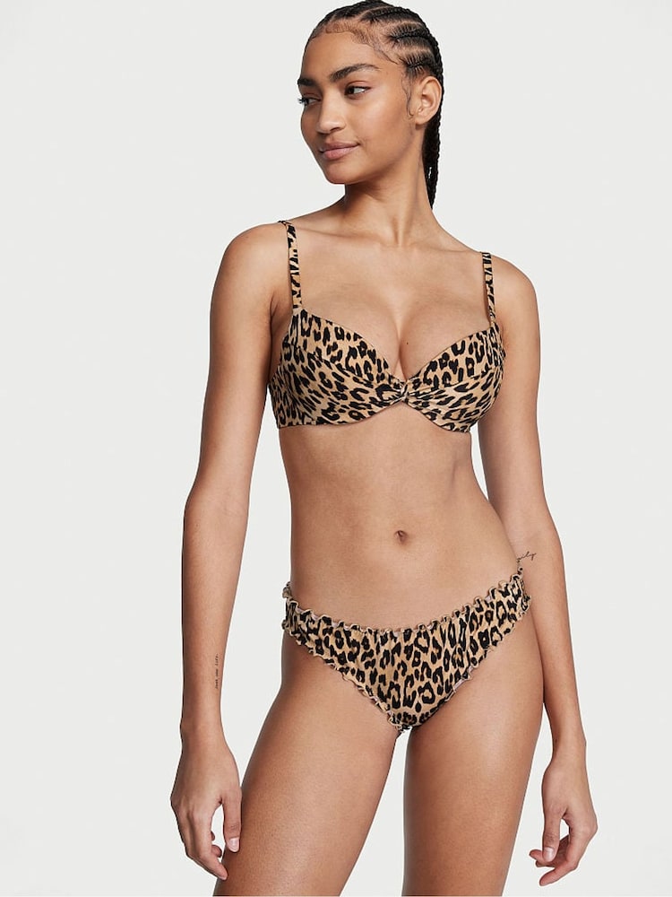 Victoria's Secret Leopard Padded Swim Bikini Top - Image 1 of 3