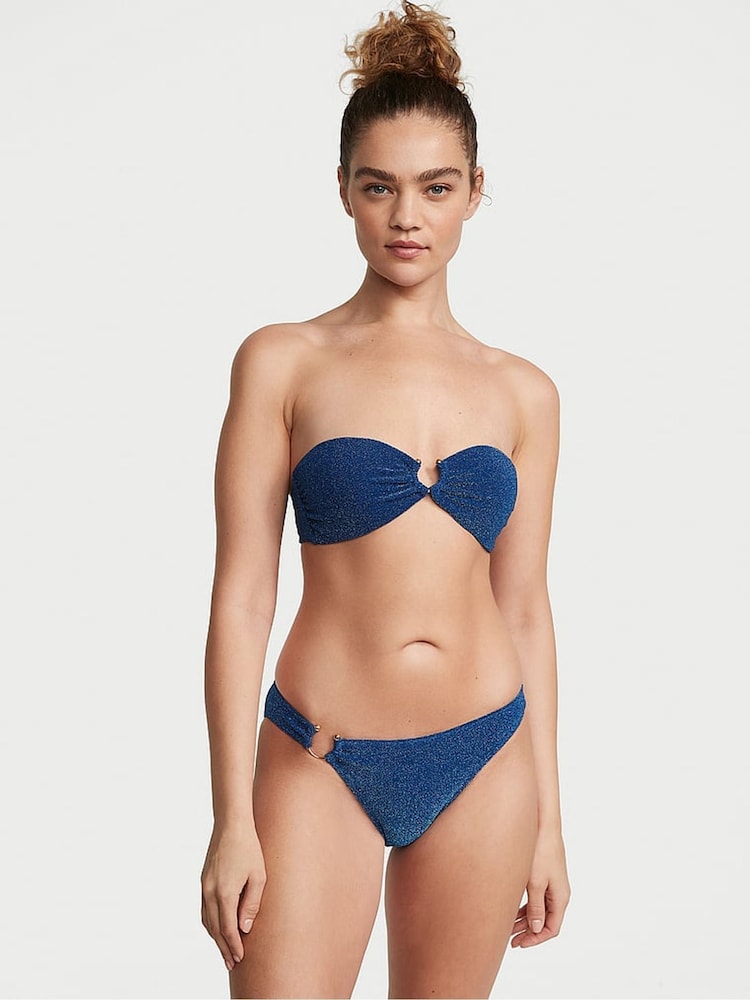 Victoria's Secret Diver Blue Cheeky Shimmer Swim Bikini Bottom - Image 1 of 2 Victoria's Secret Diver Blue Cheeky Shimmer Swim Bikini Bottom - Image 1 of 2