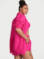 Victoria's Secret Forever Pink Oversized Linen Shirt Cover Up - Image 2 of 3