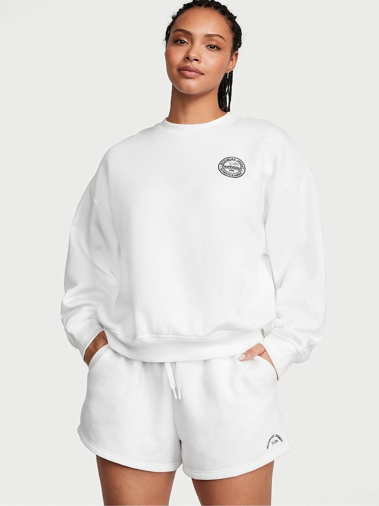 Victoria's Secret White Fleece Fleece Crew Sweatshirt - Image 1 of 3