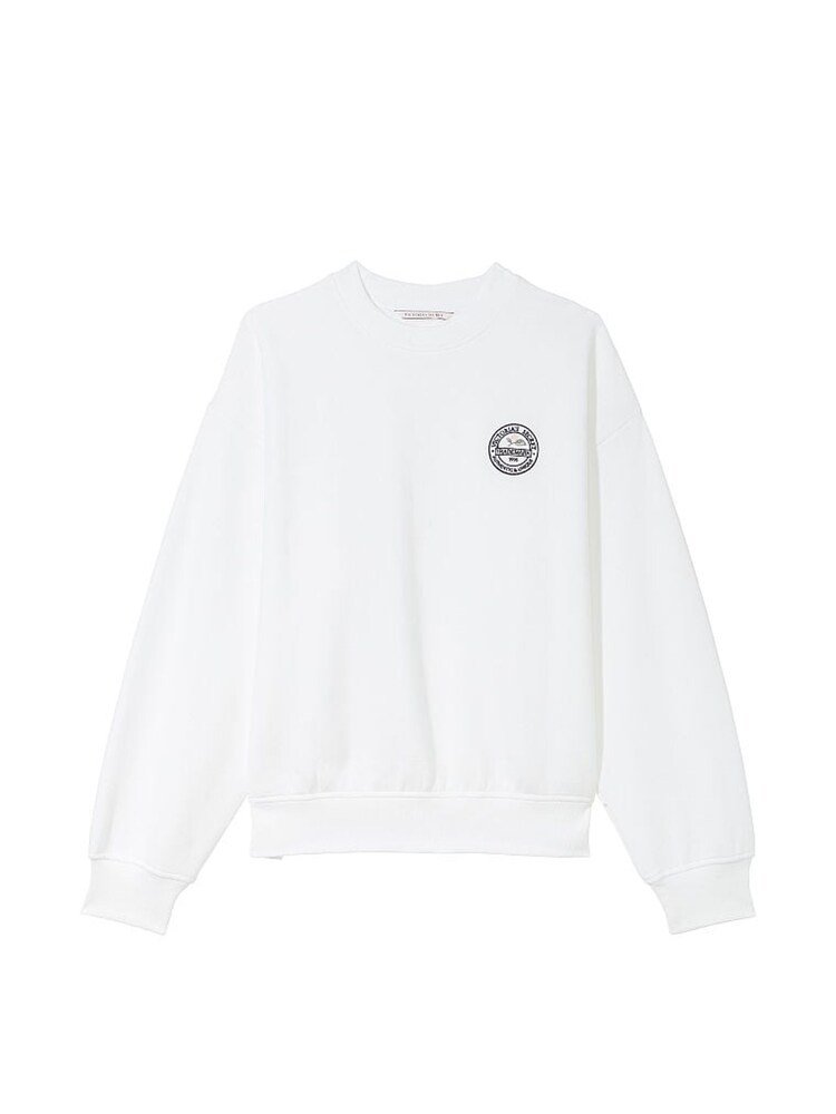 Victoria's Secret White Fleece Fleece Crew Sweatshirt - Image 3 of 3