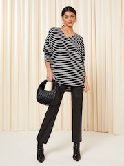 Friends Like These Stripe Soft Jersey V Neck Long Sleeve Tunic Top - Image 3 of 4