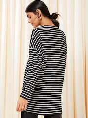 Friends Like These Stripe Soft Jersey V Neck Long Sleeve Tunic Top - Image 4 of 4