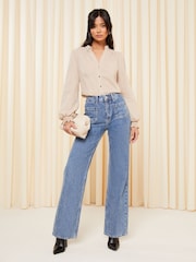 Friends Like These Neutral Cotton Voile Open Neck Shirt - Image 3 of 4