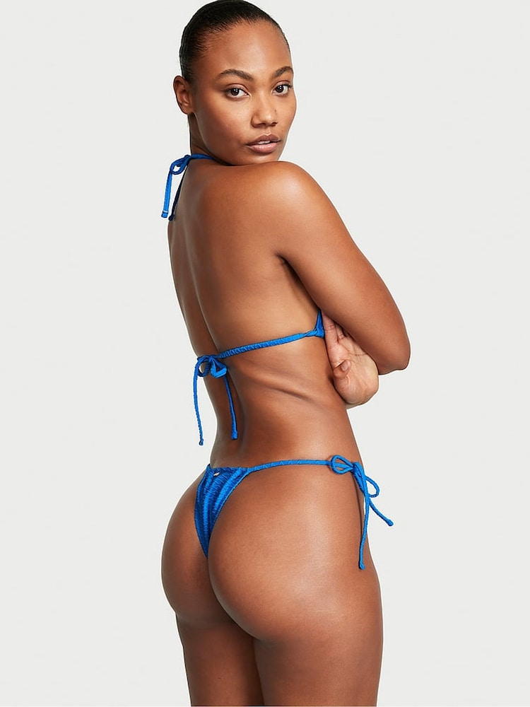 Victoria's Secret Shocking Blue Fishnet Triangle Swim Bikini Top - Image 2 of 3
