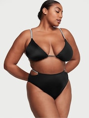 Victoria's Secret Nero Black High Waisted Shine Strap Swim Bikini Bottom - Image 1 of 3