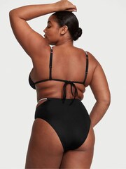 Victoria's Secret Nero Black High Waisted Shine Strap Swim Bikini Bottom - Image 2 of 3