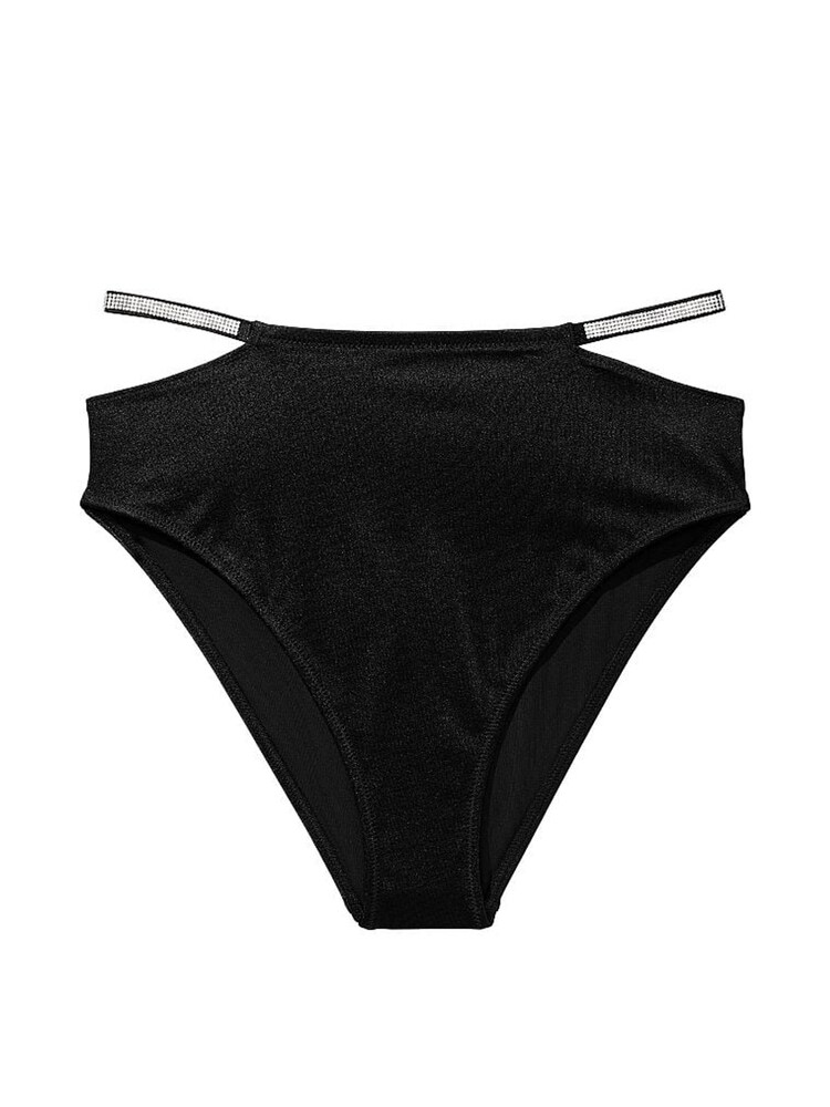 Victoria's Secret Nero Black High Waisted Shine Strap Swim Bikini Bottom - Image 3 of 3
