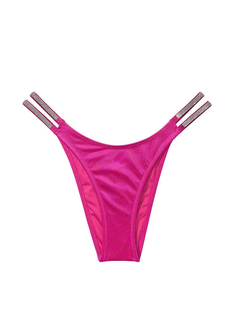 Victoria's Secret Berry Blush Pink Brazilian Shine Strap Swim Bikini Bottom - Image 3 of 3