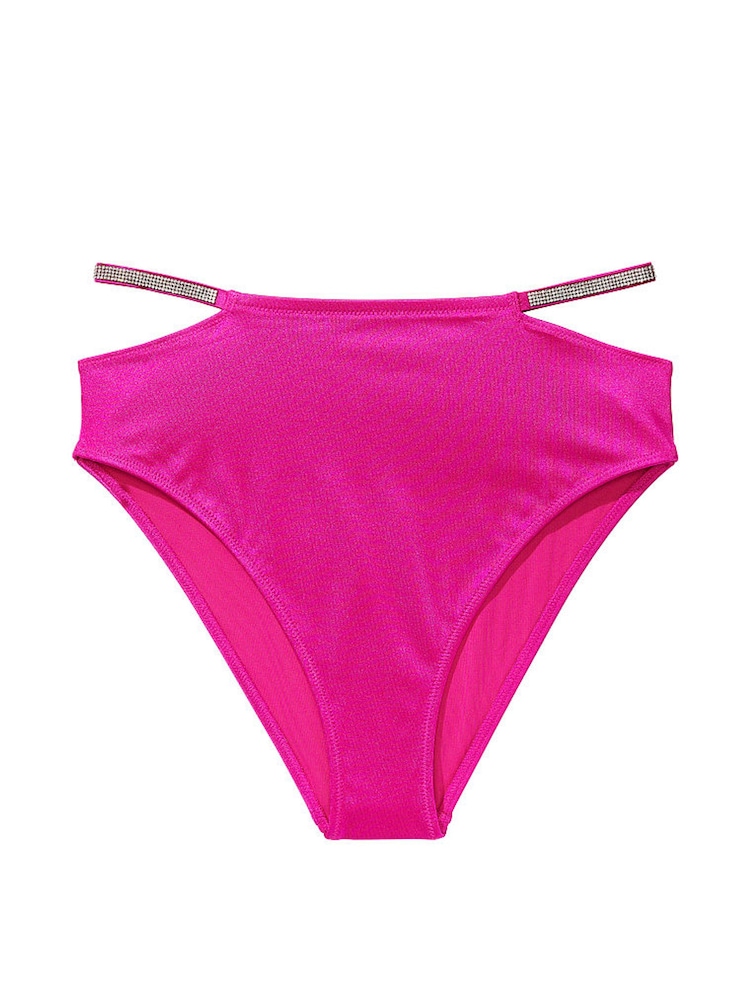 Victoria's Secret Berry Blush Pink High Waisted Shine Strap Swim Bikini Bottom - Image 3 of 3