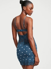 Victoria's Secret Midnight Sea Navy Blue Heart Modal Lace Mini Slip - Image 2 of 3