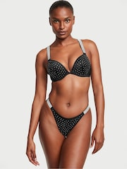 Victoria's Secret Nero Black Thong Shine Strap Swim Bikini Bottom - Image 1 of 3