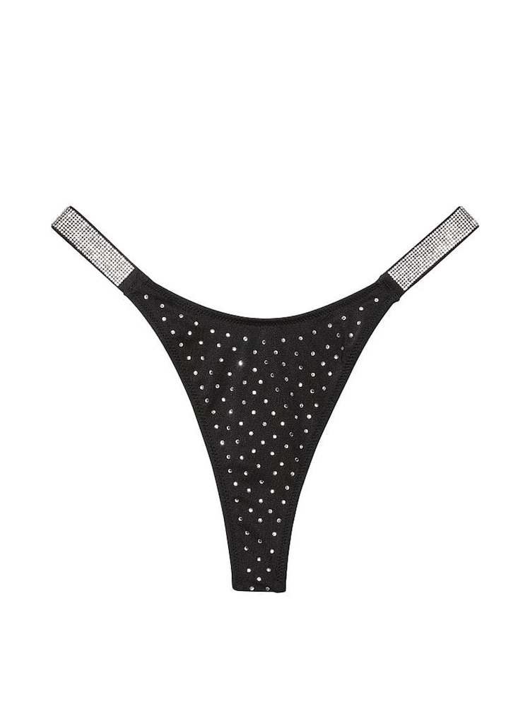 Victoria's Secret Nero Black Thong Shine Strap Swim Bikini Bottom - Image 3 of 3