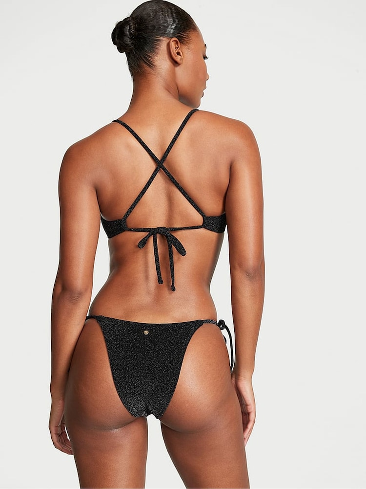 Victoria's Secret Nero Black Cross Over Shimmer Swim Bikini Top - Image 2 of 3