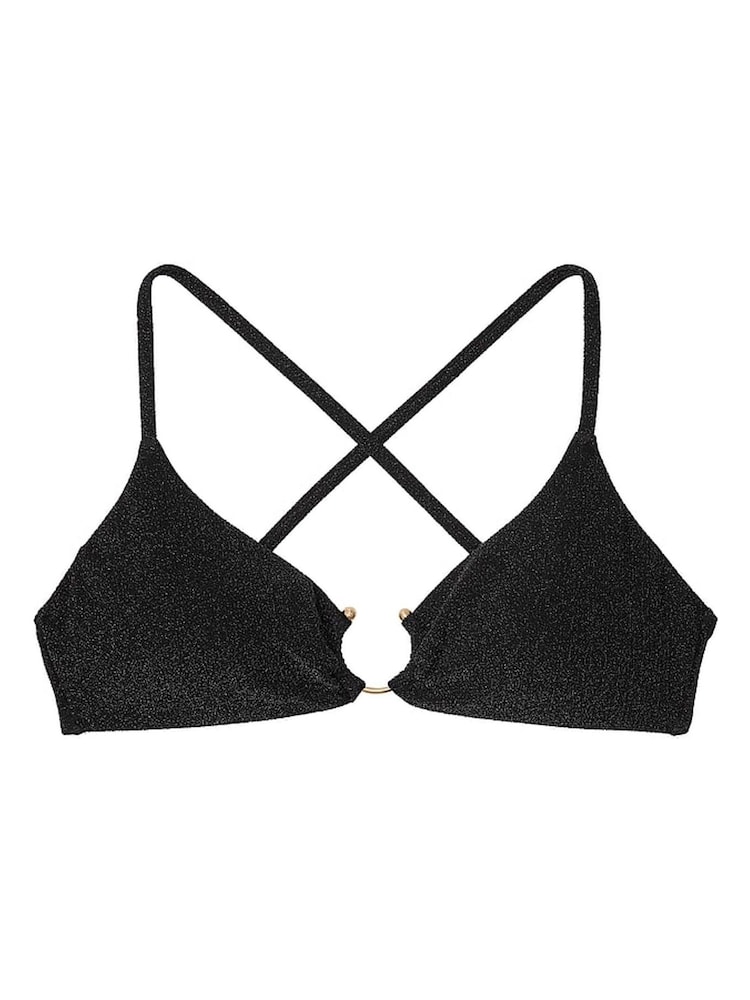 Victoria's Secret Nero Black Cross Over Shimmer Swim Bikini Top - Image 3 of 3