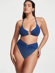 Victoria's Secret Diver Blue Cross Over Shimmer Swim Bikini Top - Image 1 of 3