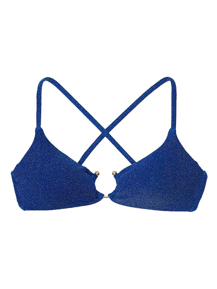 Victoria's Secret Diver Blue Cross Over Shimmer Swim Bikini Top - Image 3 of 3