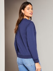 Lipsy Navy Sequin Round Neck Sweatshirt - Image 2 of 4