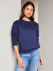 Lipsy Navy Sequin Round Neck Sweatshirt - Image 4 of 4