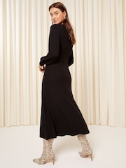 Friends Like These Black Knitted Rib A Line Cosy Midi Dress - Image 4 of 4