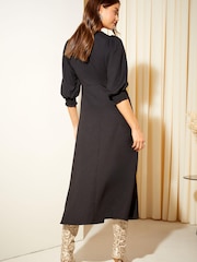Friends Like These Black Empire 3/4 Sleeve Crinkle Jersey Midi Dress - Image 4 of 4