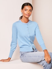 Chambray moder - Jopica z okroglim izrezom z valovitim robom in gumbi Lipsy - Slika 1 iz 4