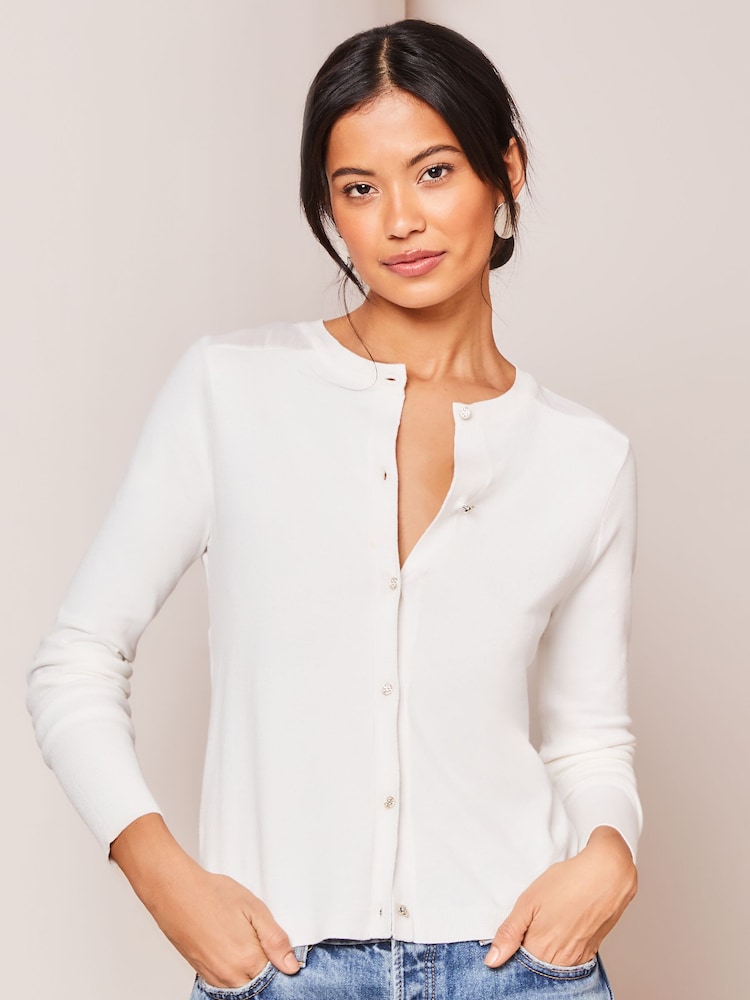 Lipsy Ivory Chiffon Shoulder Cardigan - Image 1 of 4